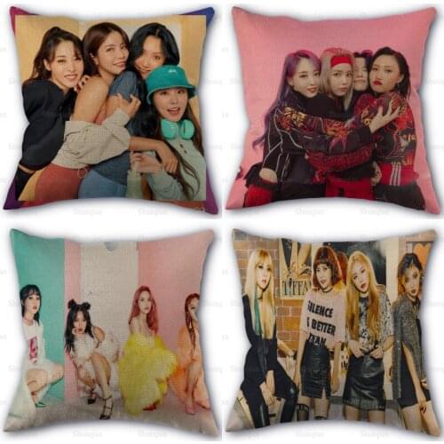 New KPOP MAMAMOO Pillowcase Linen Cotton Fabric Pillowcases Wedding Pillow Cover Home Decorative 45x45cm One Side Not Fade 0512