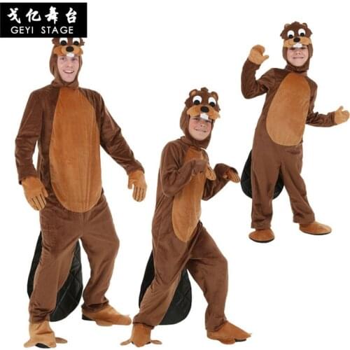 New Animal Beaver Pajamas Sleepwear Cartoon Sleepsuit Pajamas Cosplay Costume Adult Unisex Onesies halloween party role for kid