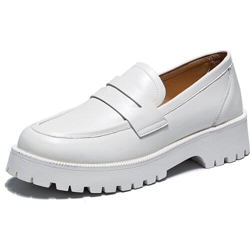 New Spring Shoes Female British Style 2021 New Thick-soled College Style Casual Loafers Genuine Leather Fashion Shoes Girls