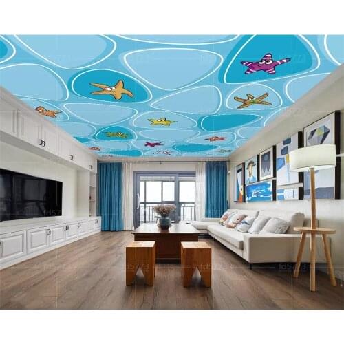 Beibehang brick wallpaper 3d Customized fresh water cube starfish marine ceiling ceiling wallpaper mural 3d wallpaper home decor
