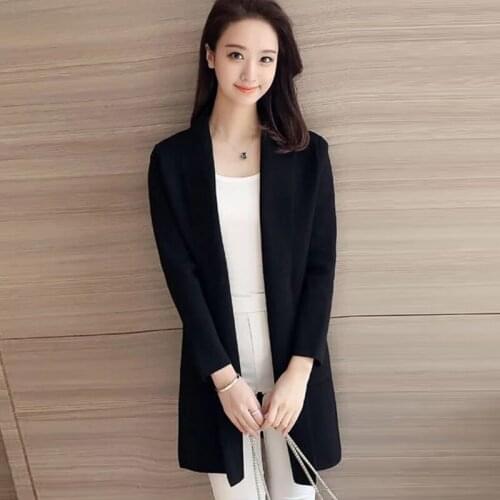Autumn Loose Elegant Knitted Cardigan for Women Long Sleeve Solid Color Casual Harajuku Korean Coat