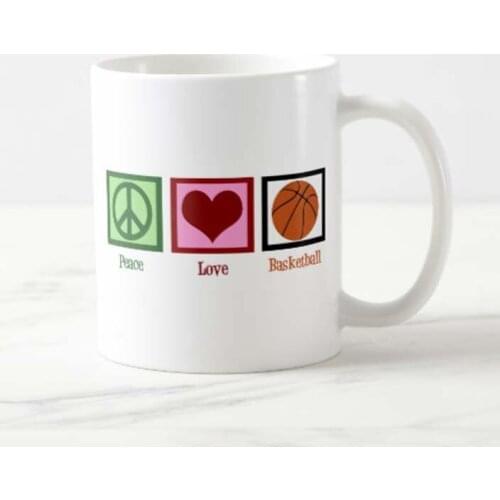 Peace Love Basketball Coffee Mug Children Tea Cup Sweet Funny Mugs Cups for Girlfriend Boyfriend Novelty Valentine Colleague Fam