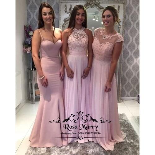 Pink Mix Styles Junior Bridesmaids Dresses 2021 Plus Size Wedding Guest Gowns Country Beach Maid Of Honors Prom Wear for Wedding
