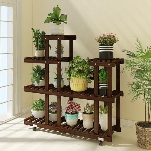 Flower shelf multi-storey indoor specials solid wood balcony fleshy living room space floor-standing flower pot rack