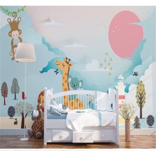 Custom 3D wallpaper mural fashion cartoon background childrens room interior painting
