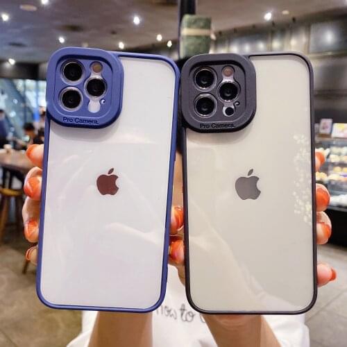 Transparent Simplicity Phone Case For iPhone 12 Pro 11 Pro Max XR XS Max 7 8 Plus 12 Mini Camera Protection Soft TPU Back Cover