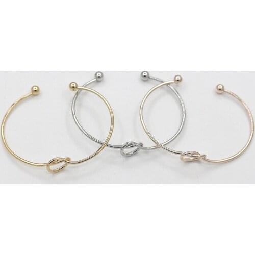 Simple Style Golden Silver Plated Black Metallic Knot Opening Adjustable Bracelets & Bangles for Women