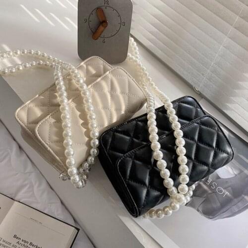 Womens Pu Leather Bag Crossbody 2021 Summer Luxury Brand Mini Beaded Shoulder Belt Design Female Handbags And Purses