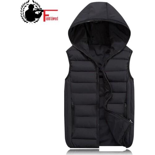 Warm Sleeveless Jacket 2020 Men Thickening Cotton Down Vest Hat Hooded Vest Winter Waistcoat for Male Casual Tank Windbreaker