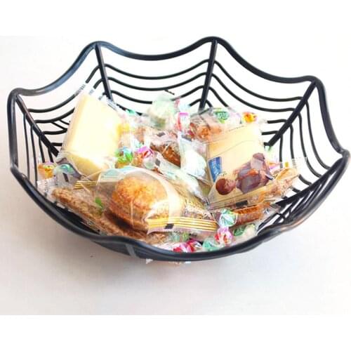 Unique Fruit Basket Spider Web Design Candies Plate Multifunctional Plastic Large Capacity Dessert Candies Plate for Halloween
