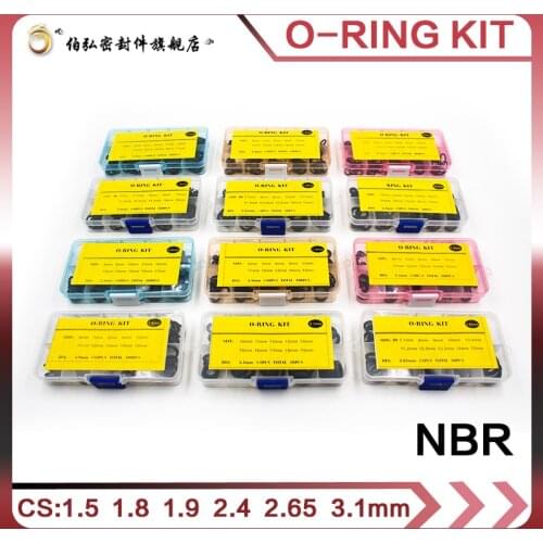 Nitrile Rubber Thickness 1.5/1.8/1.9/2.4/2.65/3.1mm Ring NBR O Ring Seal Sealing O-rings NBR Washer oring set Assortment Kit Set