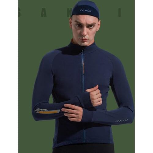 Santic Cycling jacket Cycling Jersey Long Sleeves Autumn Fleece Keep Warm Road Bike Tops MTB Jersey Jackets
