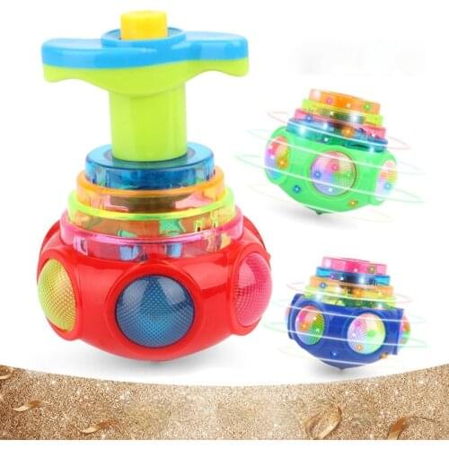 Spinning Top Music Rotating Cartoon Electric Colorful Flashing Light Classic Children Toys Luminous Outdoor Boys Girls