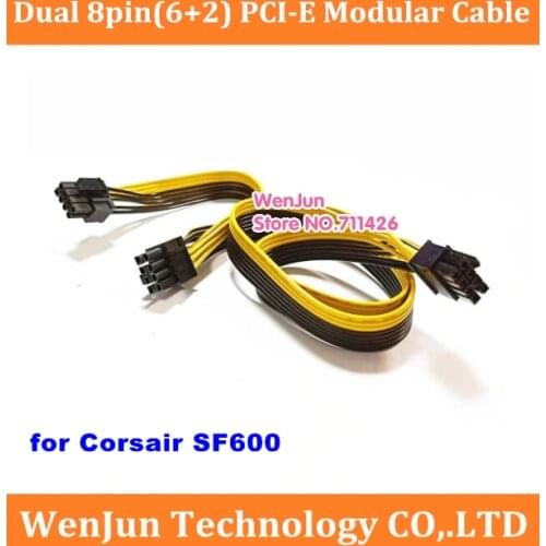 High Quality 18AWG Ribbon Cable PSU 8pin to Dual 8(6+2) Pin PCI-E Modular Power Supply Cable for Corsair SF600 Series