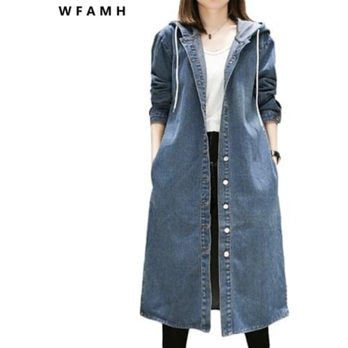 XL-5XL Plus Size Denim Coat Women Spring Autumn Winter Feminina Fashion 2020 New Thin Loose Long Jean Trench Female Cothes