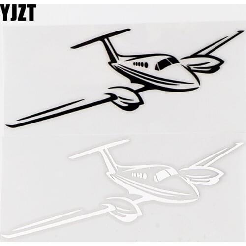 YJZT 15.6×6.3CM Airplane Vinyl Decals Profile Of Small Twin Engine Aircraft Car Sticker Black / Silver 10A-0560
