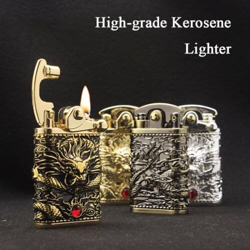 High-grade Bronze Kerosene Lighter Dropship Suppliers Encendedores Luxury Portable Vintage Oil Lighter Mens Gift