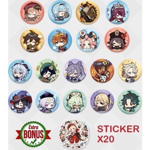 Genshin Impact Badge Chibi Brooch Zhongli Hutao Tartaglia 5Pcs 10Pcs 14Pcs/Lot Custom Emblem Clothing Backpack Decoration Gifts