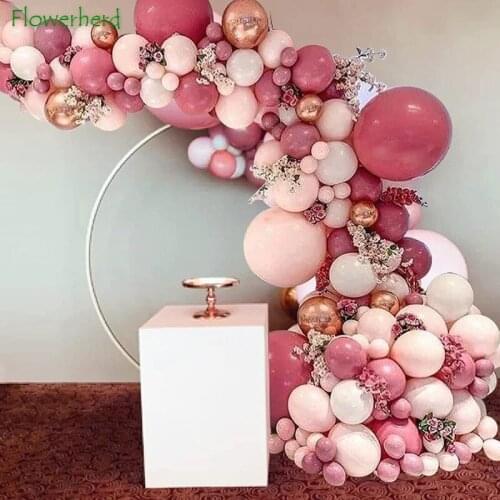127pcs Retro Rose Red Pink Balloon Garland Arch Kit Latex Confetti Balloons Set Baby Shower Wedding Birthday Party Decorations