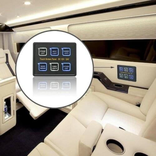 12V/24V 6 Gang Blue LED Capacitive Sense Touch Control Panel Box for Car Marine Boat Caravan