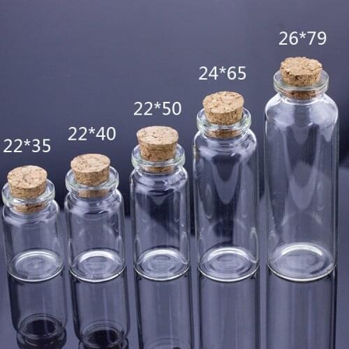 10PC Mini Clear Glass Bottle Wishing Bottle with Cork Stopper Capsule Pill Storage Christmas Wedding Birthday Party Home Decor