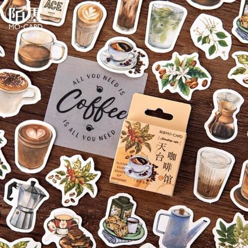 46 Pcs/Box Momo vintage Rooftop Coffee shop mini paper sticker package DIY diary decoration sticker album scrapbooking