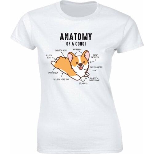 Anatomy Of A Corgi Funny White T-Shirt For Women Dog Lover