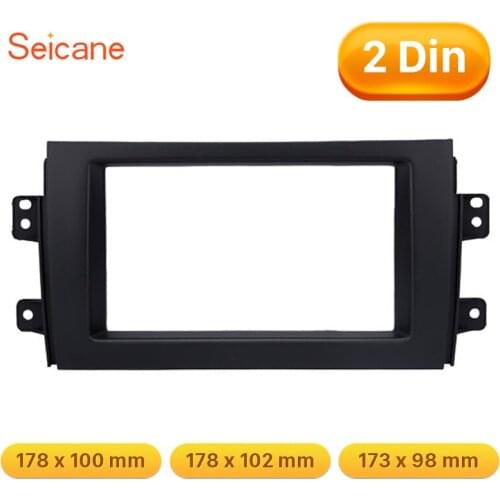 Seicane Double Din 173*98/178*100/178*102mm Black OEM sthyle Car Stereo Frame Fascia for Suzuki SX4 Fiat Sedici No Gap