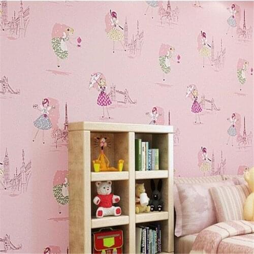 Beibehang ballet dancing girl Princess Room 3d wallpaper warm bedroom pink non woven childrens room wallpaper for walls 3 d
