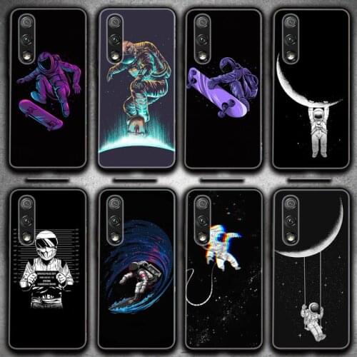 Funny Space Astronaut Skateboard Phone Case For Huawei P20 30 40 Pro Mate 20 30 40 Pro Honor 9x 10 30lite Y62019