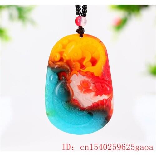 Colour Jade Carp Pendant Necklace Jewelry Carved Amulet Men Chinese Charm Gifts Women Fashion Jadeite Natural for