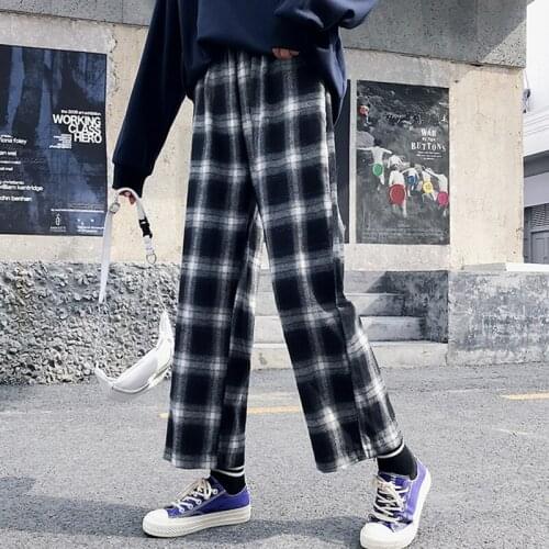 Cwzz Women's Plaid Trousers