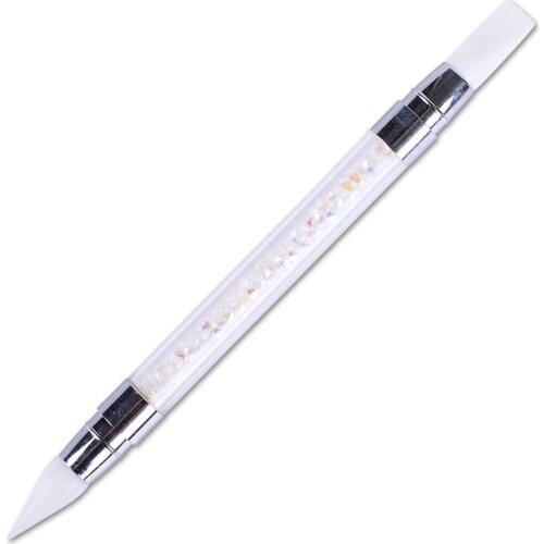 Double-Headed Silicone Pen Engraving Embossing Pen Hollow Colored Diamond Nail Tools Nail Pen Brush