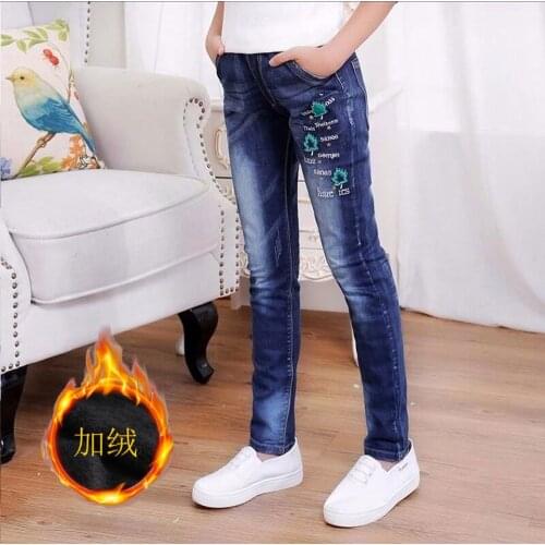 2019 High Quality Jeans For Children Girls Skinny Jeans Kids Embroidered Clothing Casual Jeans Pencil Denim Pants Spring/ Winter