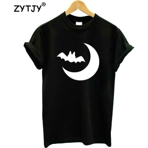 Halloween Moon With Bat Print Women Tshirt Cotton Casual Funny t Shirt For Girl Top Tee Hipster Tumblr Drop Ship HH-57