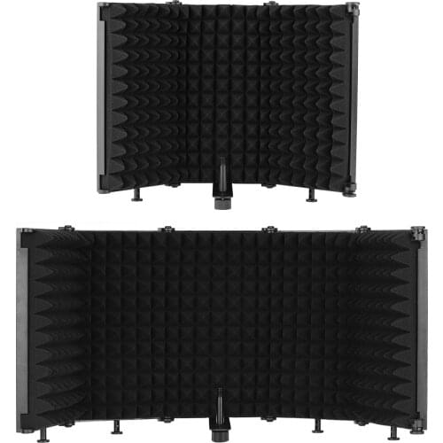 Microphone Isolation Shield Portable Tabletop Sound Absorbing Foam Reflection Filter Mic Soundproof Shield for Audio Recording