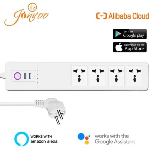 Jinvoo Smart Power Strip 10A EU/UK,Smart Power Bar Multiple Outlet Extension Cord with 2 USB and 4 AC Plugs