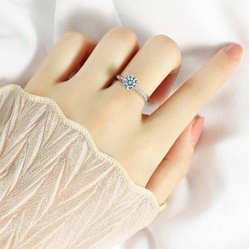 Classic 925 Sterling Silver 1ct Moissanite Ring Lab Diamond jewelry Simple style Anniversary Ring