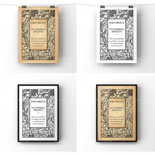 Wuthering Heights Book Cover Art Poster Print | Emily Bronte Book Title Page Art Print | Unframed Classic Literary Wall Decor