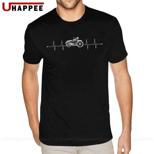 Harajuku Motorcycle Heartbeat Tees Shirt Mens Bespoke Short Sleeves Premium Cotton O Neck T Shirts