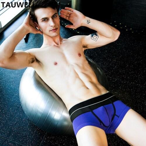 TAUWELL New Type Mens Underwear Low Waist Breathable Color Matching U-pouch Bag Push Up Sexy Boxers