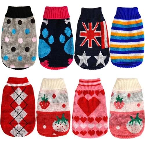 Winter Cartoon Dog Clothes Warm Christmas Sweater For Small Yorkie Pet Clothing Coat Knitting Crochet Cloth