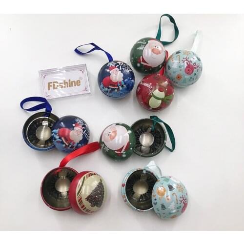 2021 New Arrivals Christmas Ball Lash Case For Regular Mink Eyelashes Custom Box Accept Lashwholesale Vendor