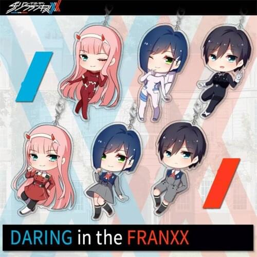 New Anime DARLING in the FRANXX DITF Zero Two 02 Cosplay Props Acrylic Cute Keychain Phone Pendant Key Chains Gifts Accessories