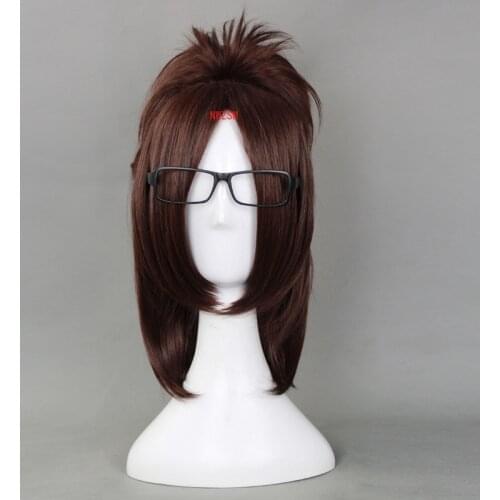 Attack on Titan Hange Zoe 40cm Short Straight Cosplay Wigs for Women Female Fake Hair Anime Universal for Party Brown+ Wig Cap