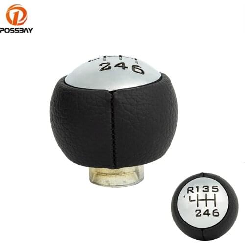 POSSBAY 6 Speed Gear Shift Knob PU Leather Auto Manual Gear Knob Car Interior Accessories for Peugeot 307 308 3008 407 5008 807