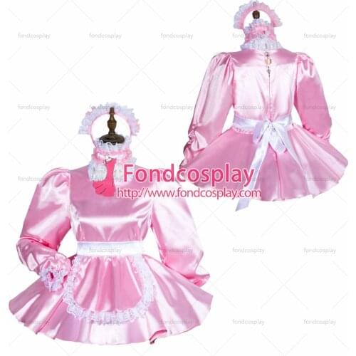 Sissy maid satin dress lockable Uniform cosplay costume Tailor-made[G3762]