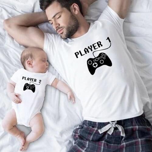 Player Family Matching Clothes Outfits Family Look Father Son T Shirt Shirts Family Clothes Child Tees Baby Bodysuit Letter Tops
