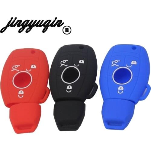 Jingyuqin Silicone 3 Button Car Key Case Cover For Mercedes For Benz Fob Remote Case Smart W203 W211 CLK A C E S Class Slk Cl