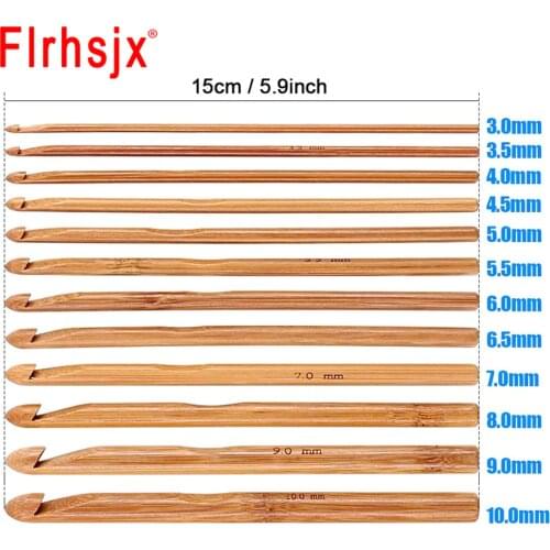 12pcs/lot 3-10mm Bamboo Knitting Needles Crochet Hook set Yarn Craft Knitting Crochet Needles for Sweater Scarf Knitted DIY Tool